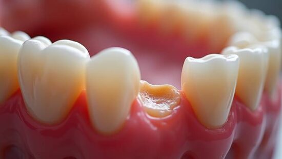 Close-up of a tooth showing a gap where a tooth is missing.